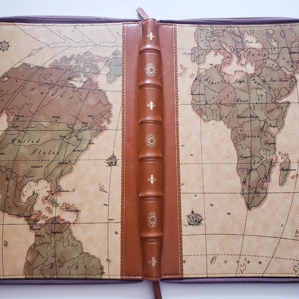 World Map Zippered Notebook Cover